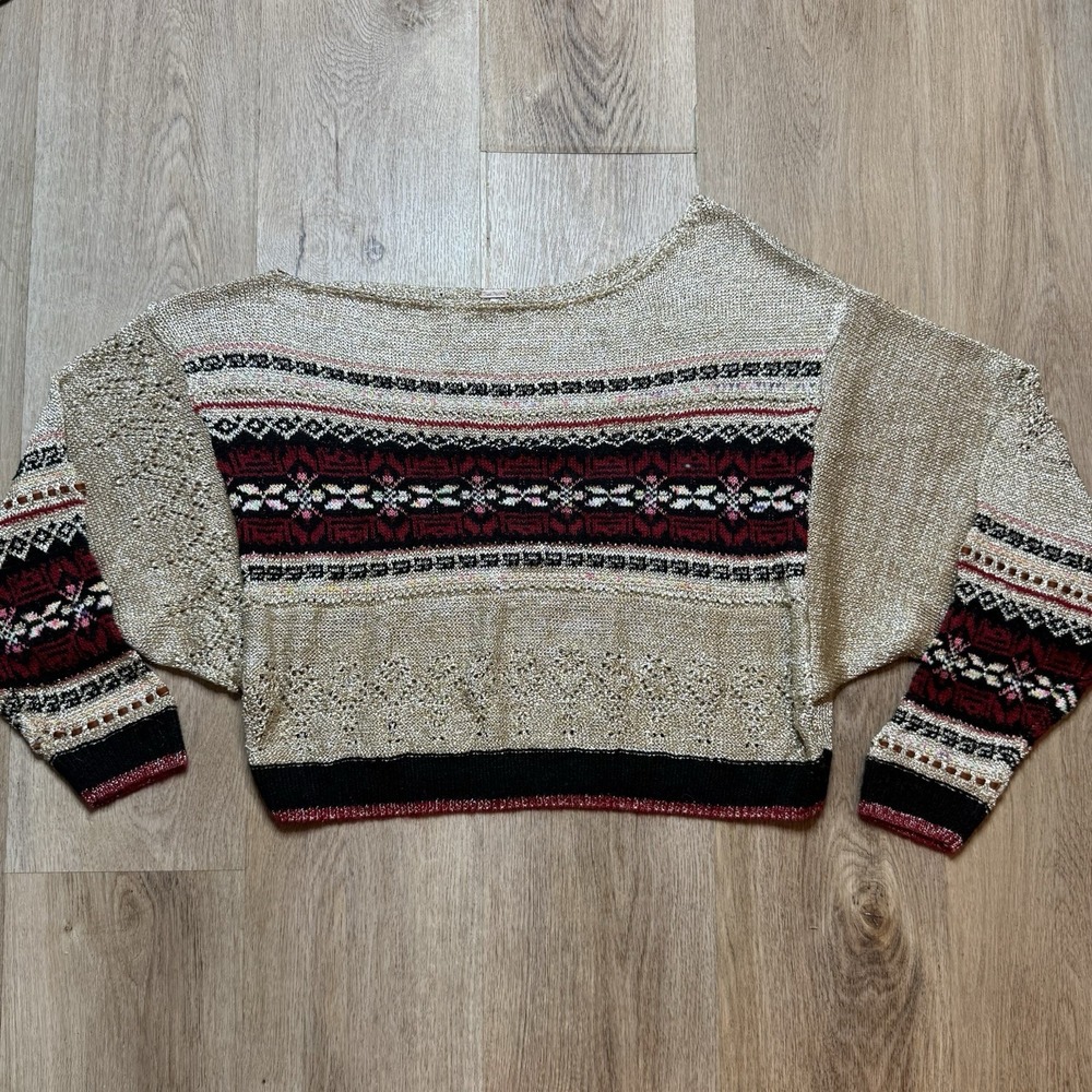Free People Off The Shoulder Ski Lake‎ Metallic Sweater Size Small